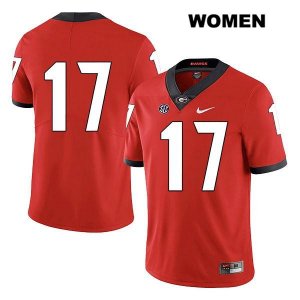 Women's Georgia Bulldogs NCAA #17 Eli Wolf Nike Stitched Red Legend Authentic No Name College Football Jersey JNS1254QO